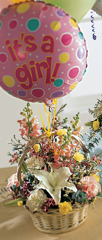 Baby Girl Bouquet with Balloons
